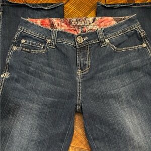 Adiktd Dark Wash Bootcut Jeans Contrast Stitching Low Rise Western Style